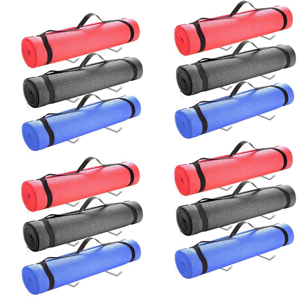 6Pcs/3 Set Yoga Mat Holder, Wall Mount Yoga Mat Storage, Home Gym Accessories for Hanging Foam Roller and Resistance Bands at Fitness Class or Home Gym 6