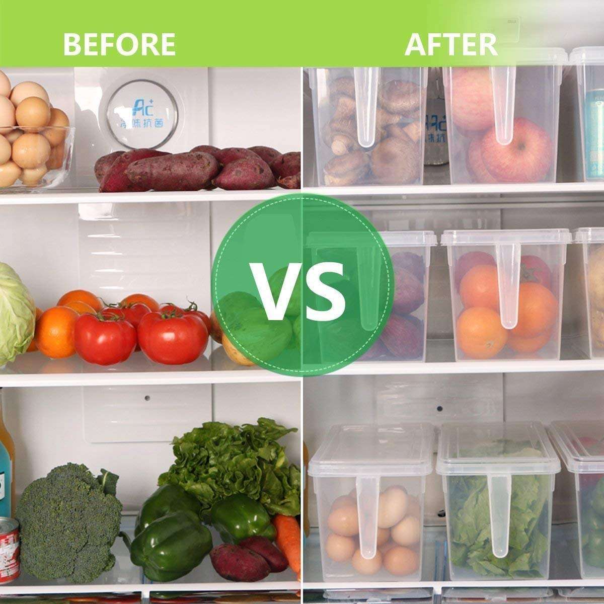 Divyog Refrigerator Organizer Fridge Storage Basket | Plastic 3 Compartment Kitchen Storage Box | Food Storage Container Handle Basket (1) 3