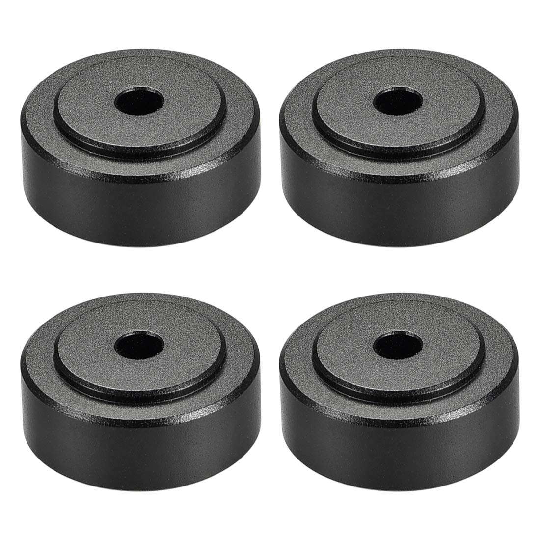 uxcell 4 Pcs D20xH8mm Aluminum Feet Anti-Vibration Base Pad Stand with Rubber O Ring for Speaker Guitar Amplifier HiFi Black 1