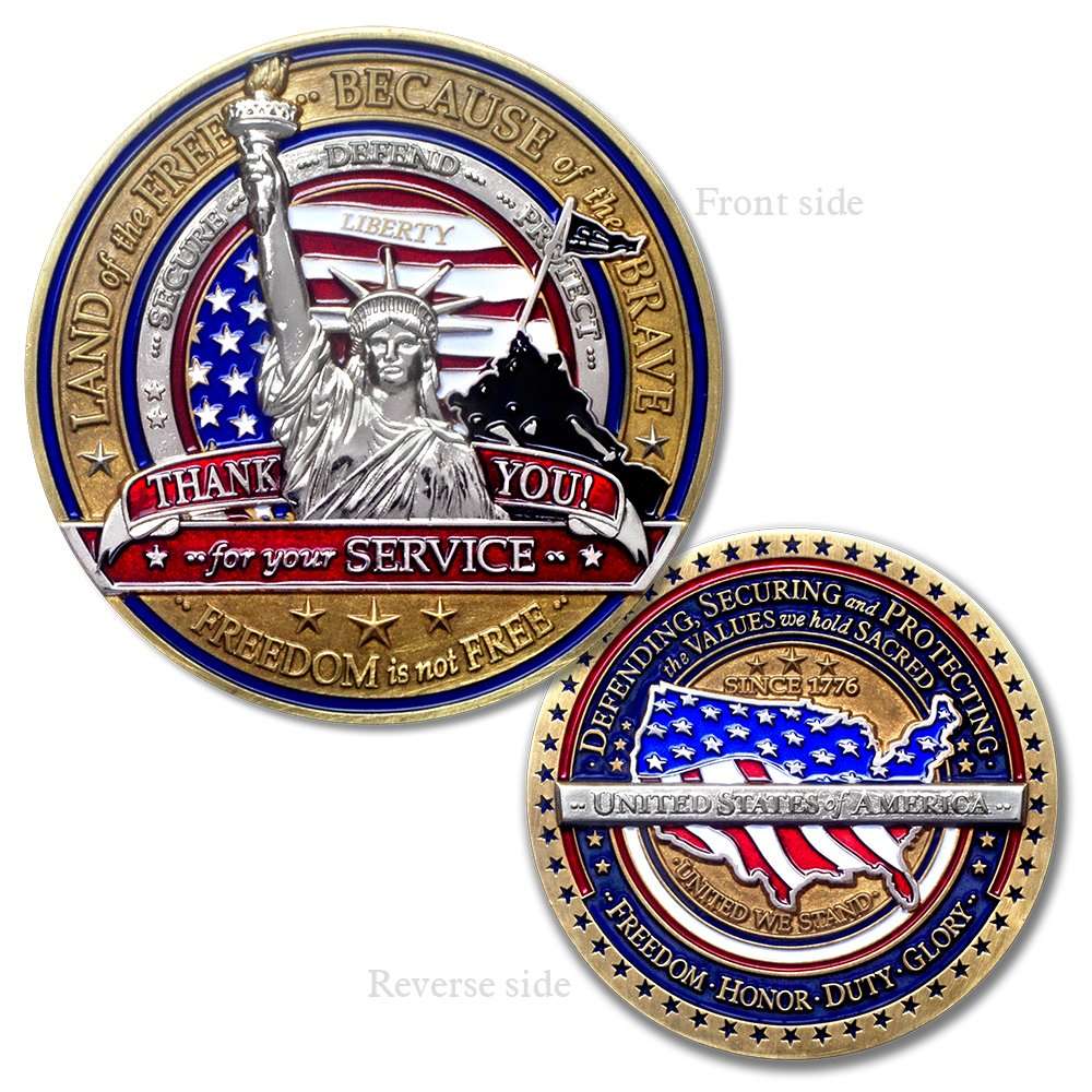 Armor Coin & Emblem - Military Appreciation Challenge Coin with Deluxe Display Tin Box and Bonus polishing Cloth 3