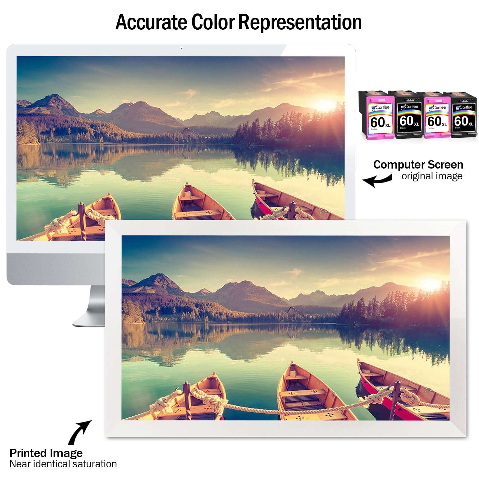 Cartlee Remanufactured Ink Cartridge Replacement for HP 60XL 60 XL for Envy 100 110 120 Photosmart C4670 c4680 c4780 c4795 d110 Deskjet D2660 d2680 f2430 f4280 f4440 f4480 f4580 2 Black 2 Color 3