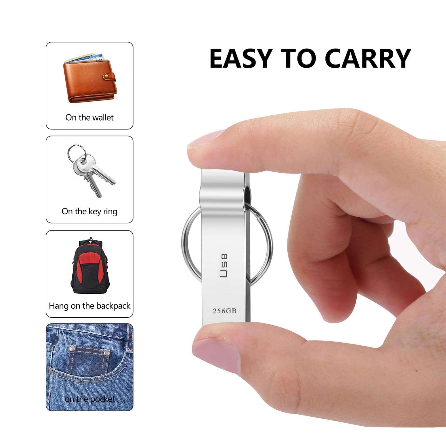 USB Flash Drive 230GB Waterproof USB Stick High Speed Memory Stick 230GB Ultra Large Storage Metal Thumb Drive with Keychain Design for Laptop Computer Tablet 4