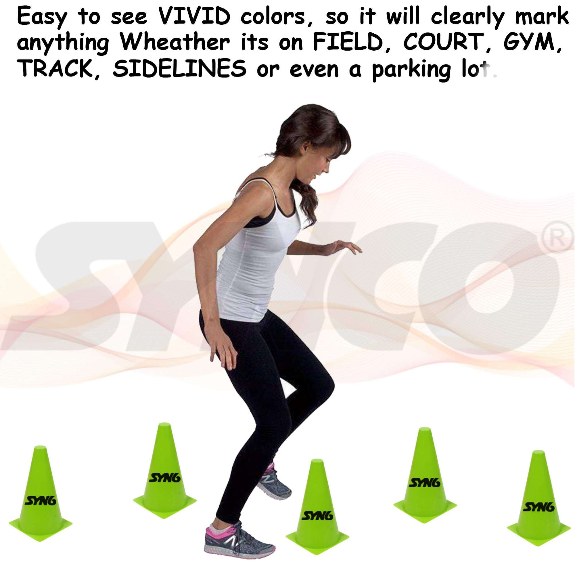 SYNCO Sports 6 Inch Cone Marker Set (Pack of 10) 6