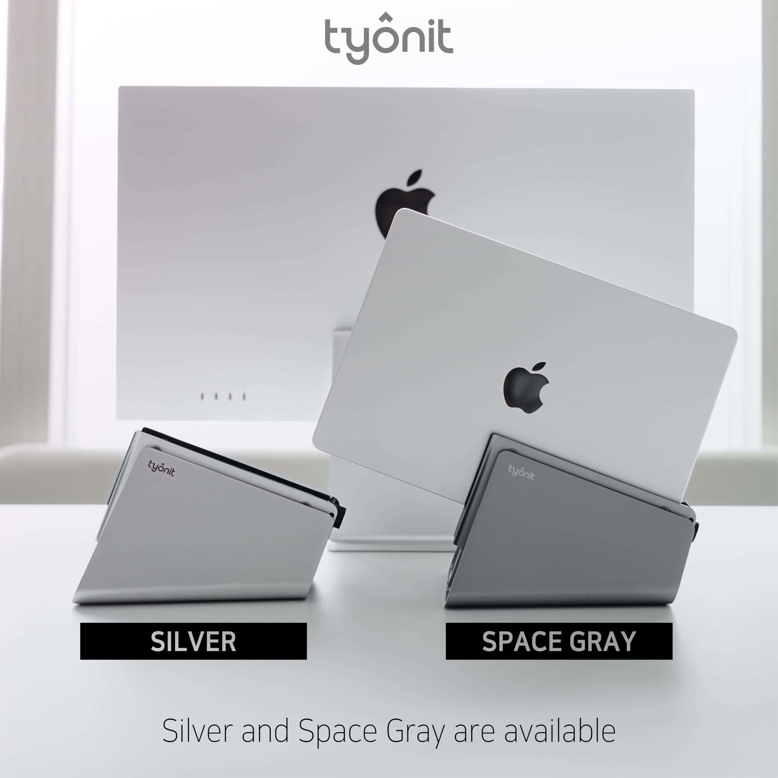 tyonit TiltSnap Vertical Laptop Stand for MacBook, Auto Thunderbolt4 USB-C Connection, Seamless Connection to The Docking Station or Display, 40Gbps, 100W PD (Silver, MacBook Pro 16" (M1/M2/M3)) 5