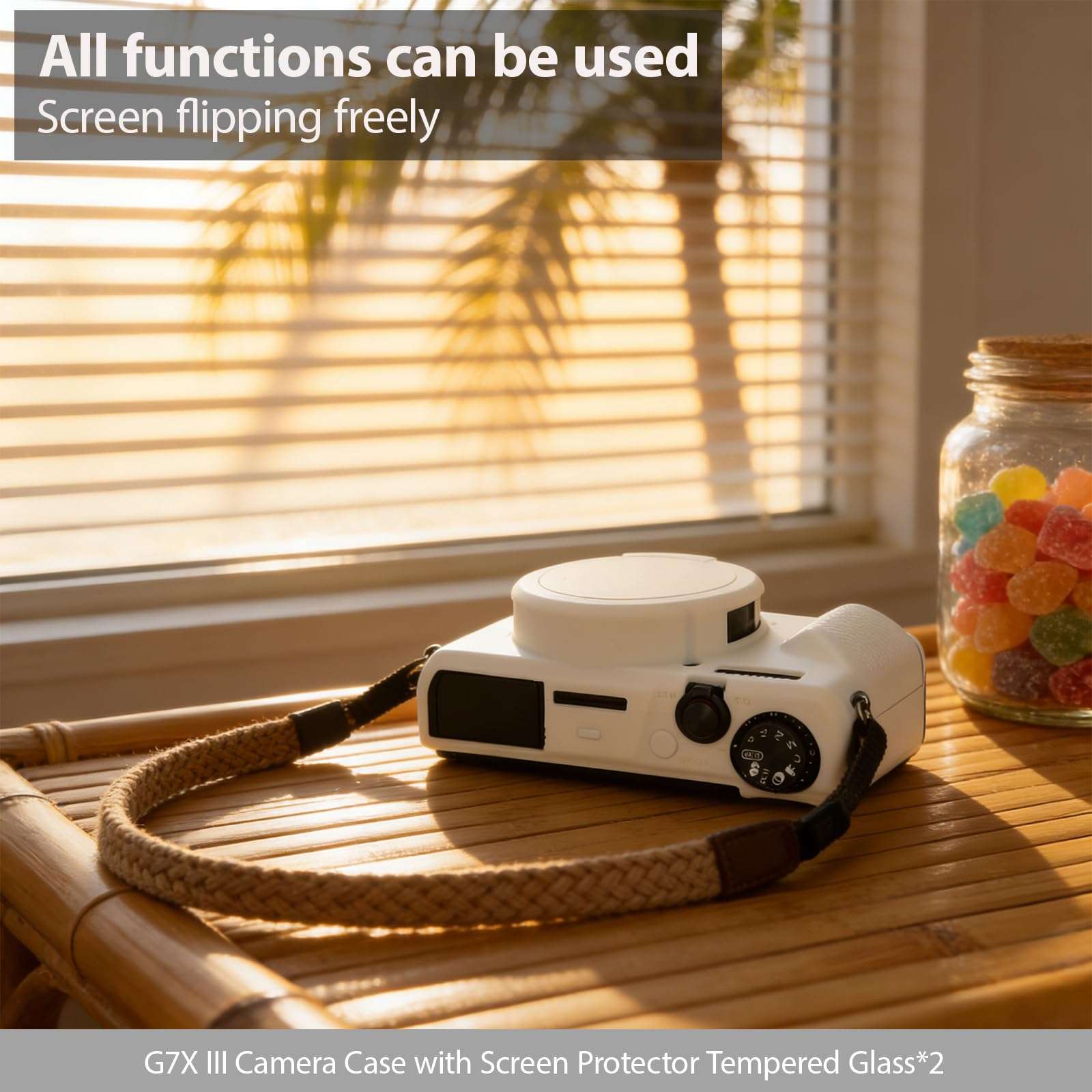 Frevyve Case for Canon G7X Mark III Camera, Soft Silicone Protective Case, Slim Fit Sleeve with Removable Lens Cover and Screen Protector Accessories, Lightweight, Anti-Scratch (Beige) 5