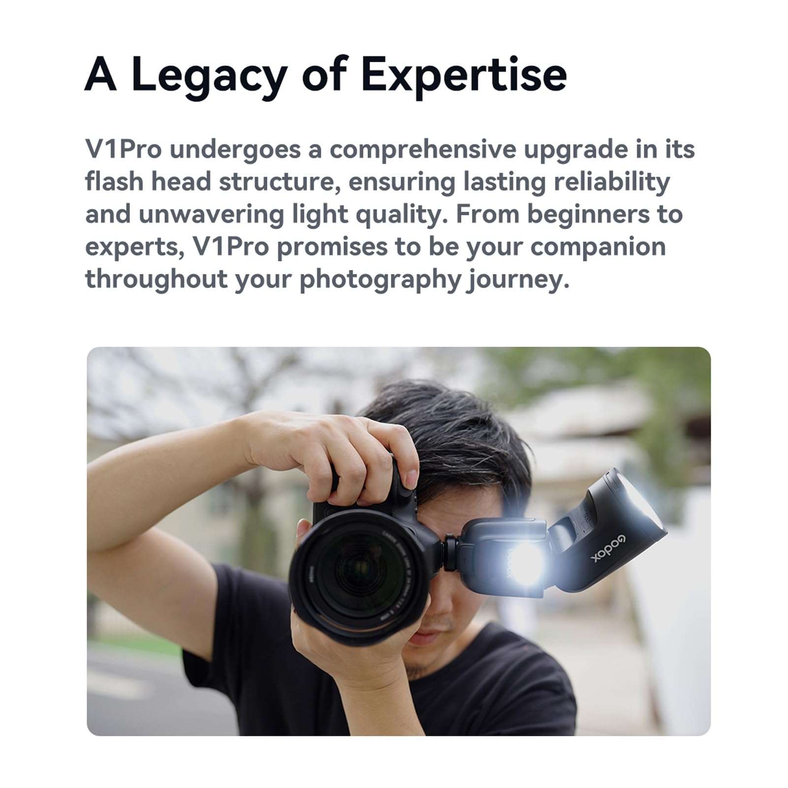 GODOX V1 PRO O 2.4G Wireless Camera Flash 1/8000s HSS 1.3s Recycle Time with M/TTL Flash Mode with Power Supply Port & Detachable Sub Flash Speedlite Compatible with OM System Cameras 5