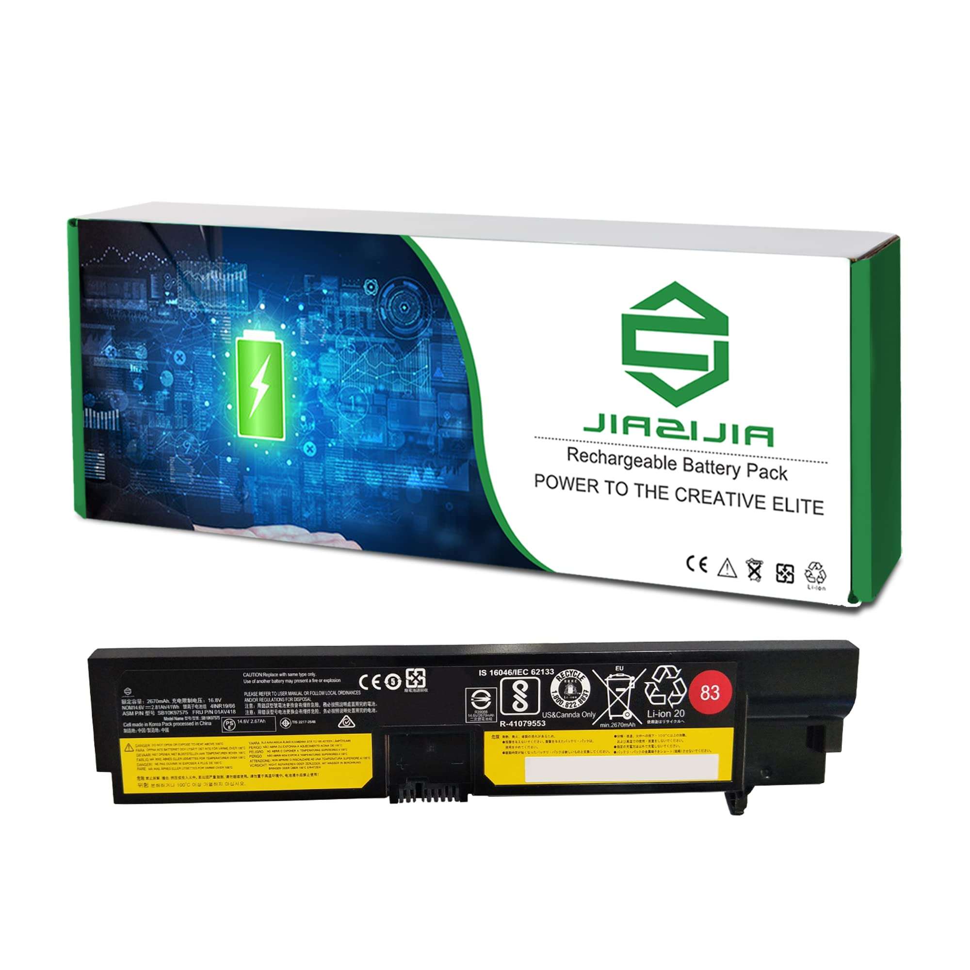 JIAZIJIA 01AV418 SB10K97575 Laptop Battery Replacement for Lenovo ThinkPad E570 E570C E575 Series 83 01AV417 SB10K97574 4X50M33574 82 01AV414 SB10K97571 01AV415 SB10K97572 01AV416 14.6V 41Wh 1