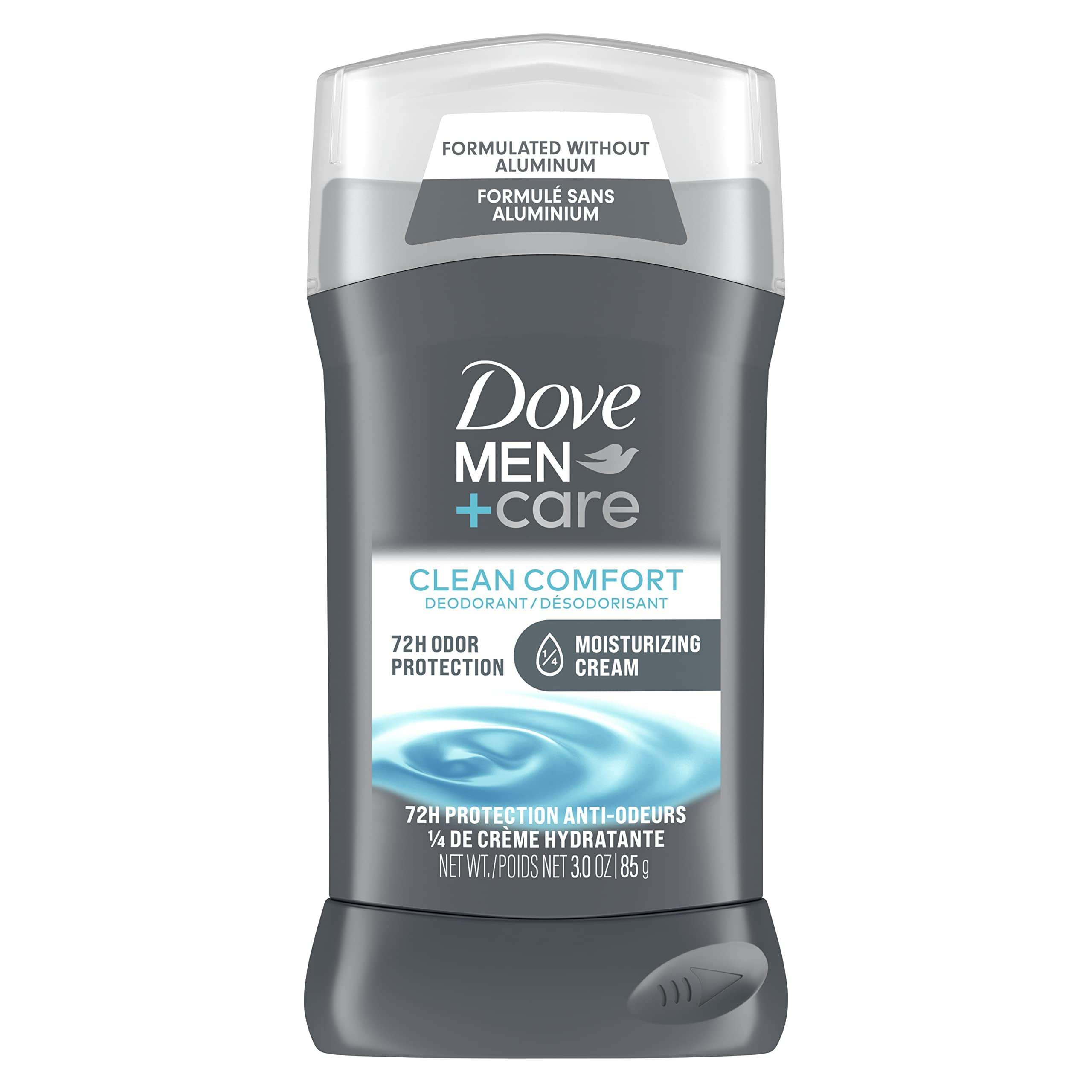 Dove Men+Care Deodorant Stick for Men Clean Comfort Aluminum Free 72-Hour Odor Protection Mens Deodorant with 1/4 Moisturizing Cream 3 oz