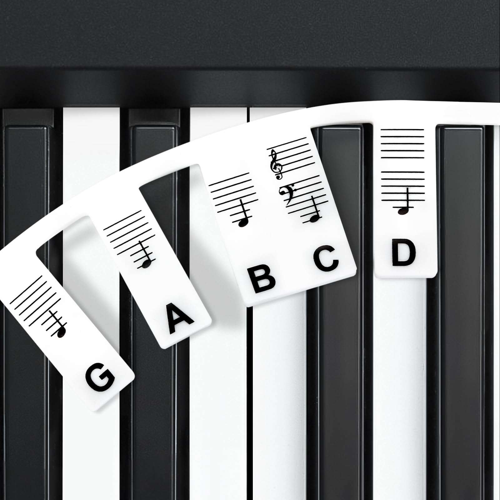 Piano Keyboard Stickers for Beginners and Kids,88/61 Key Full Size Removable Piano Keyboard Note Labels,Silicone Piano Key Stickers for Learning, Reusable Comes with Box (Classic Black Pro) 1
