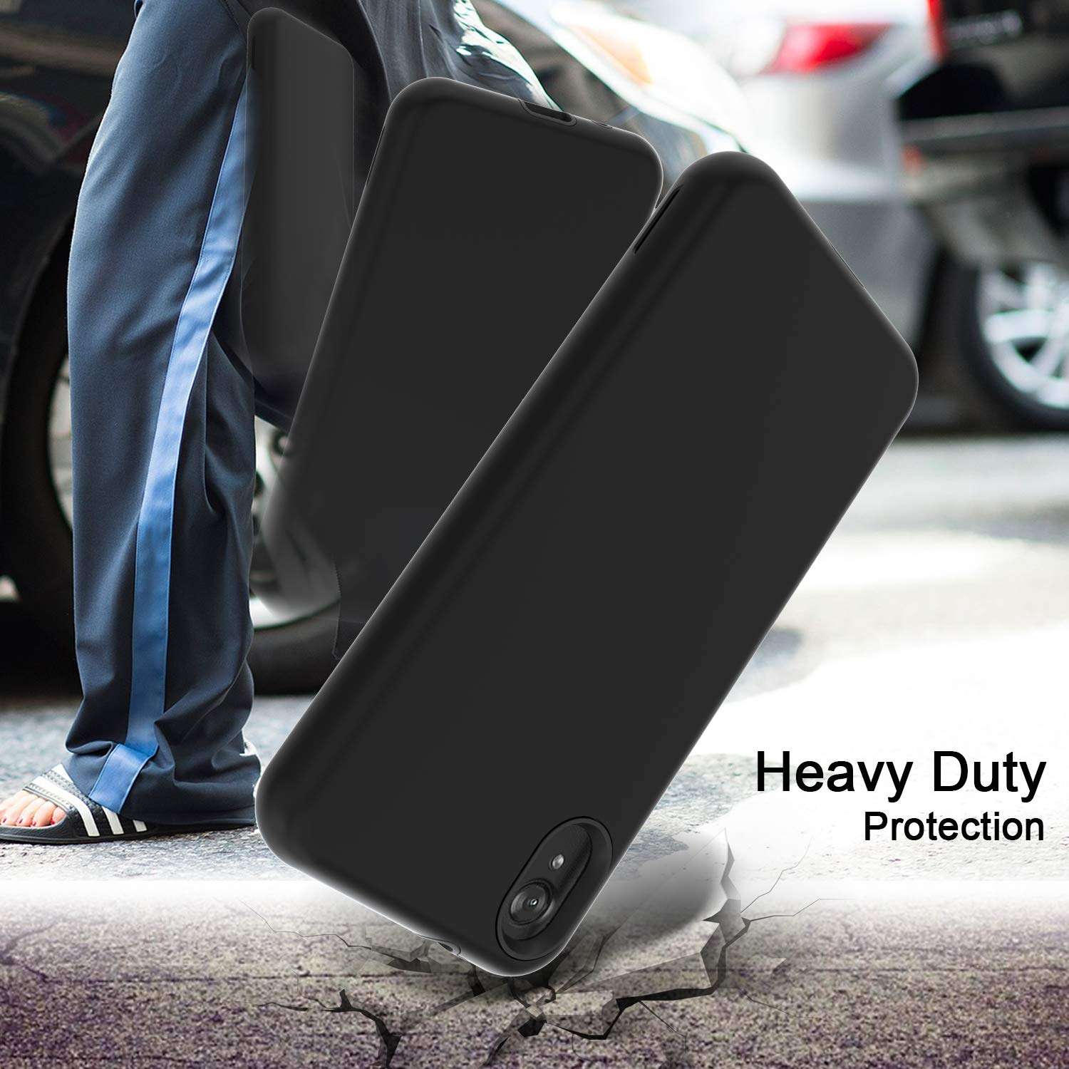 Moto E6 Phone Case, Motorola E6 Phone Case, Moto XT2005DL Case, Three Layers TPU Bumper and PC Armor Hard Protective Phone Cover for Moro E 6th Gen 5.5 2019 (Black) 3