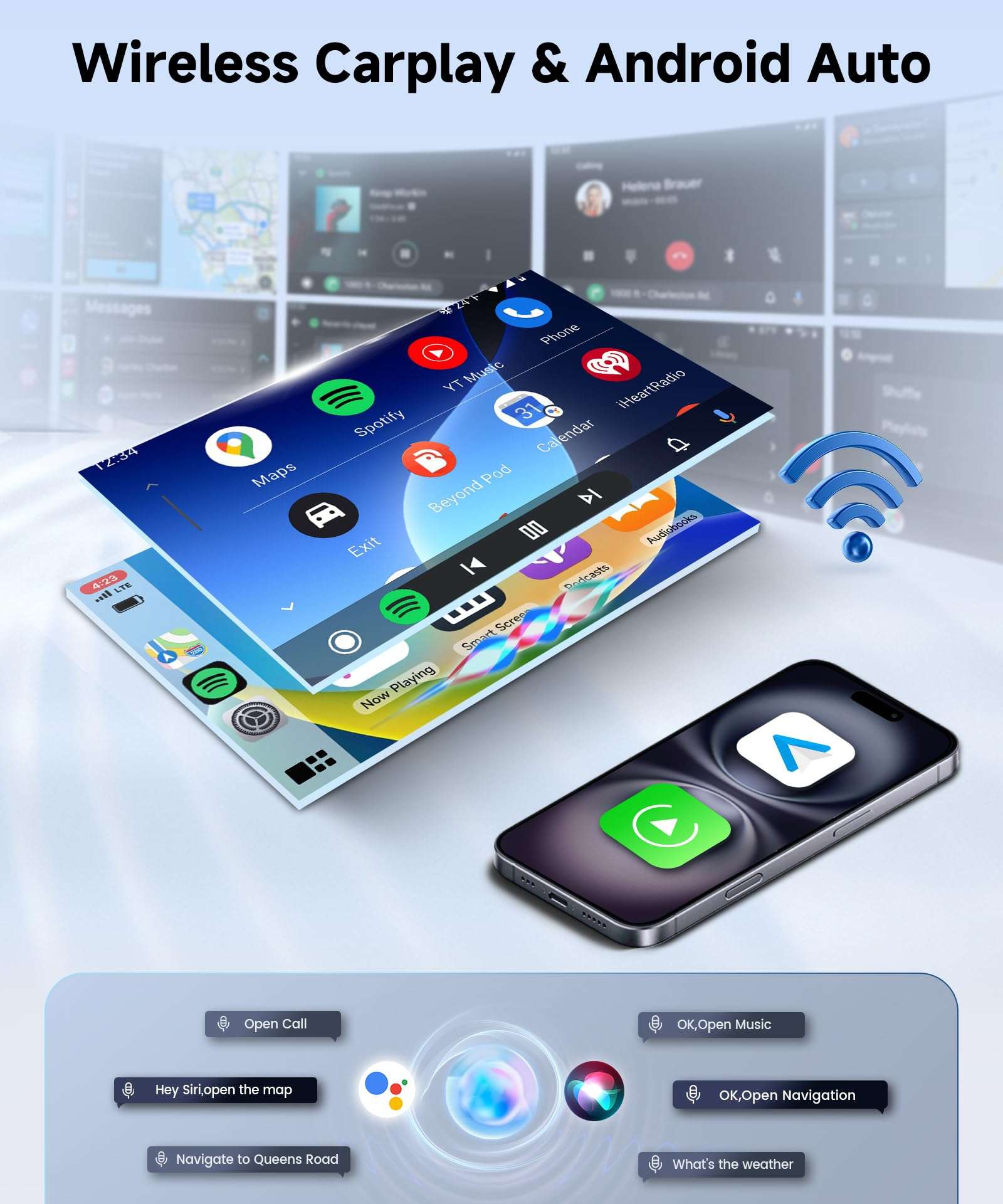 4G+128G Car Radio Stereo for Jeep Wrangler 2007–2018 with DSP/Wireless Carplay/Android Auto, 7 inch in-Cell Touch Screen Wrangler Radio Bluetooth 5.0 FM/RDS Mirrorlink SWC Backup Camera 6