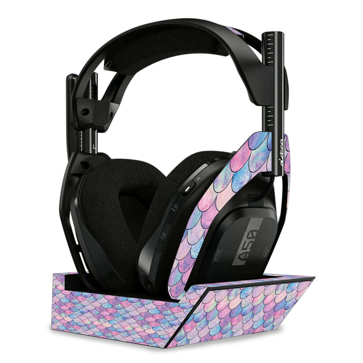 MightySkins Skin Compatible with Astro A50 Wireless Headphones + Base Station (Gen 4) - Mermaid Scales | Protective, Durable, and Unique Vinyl Decal wrap Cover | Easy to Apply | Made in The USA 1