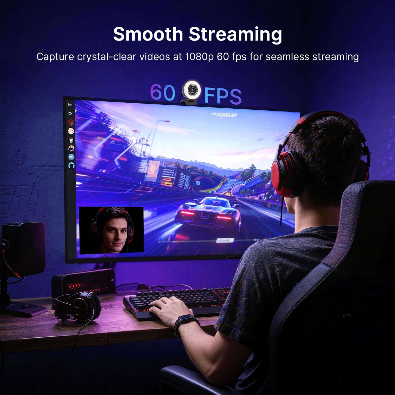 NexiGo N680E Pro 4K Webcam with Ring Light, PDAF Autofocus, 1080p 60FPS, Dual Noise-Canceling Mics, Privacy Shutter, USB Plug-and-Play for Zoom, Teams, Twitch, Google Meet 6