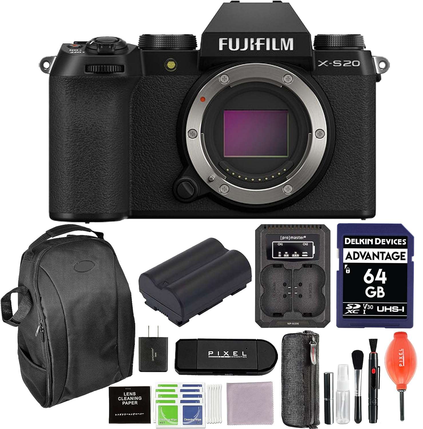 Fujifilm X-S20 Mirrorless Camera Body Bundle with Advanced Accessories | Fuji xs20 1