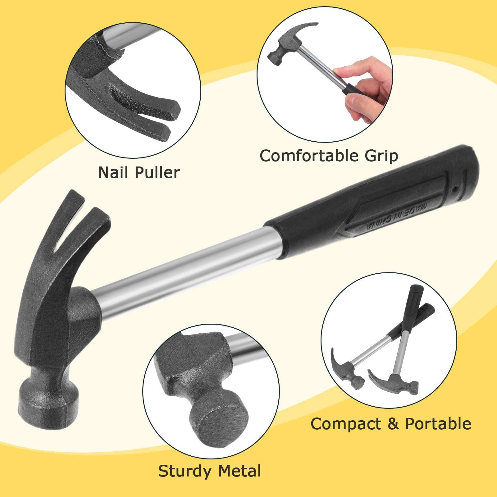 DECHOUS 5pcs Mini Claw Hammer Set, Mini Hammer with Non-slip Rubber Handle And Steel Head for Home Diy Crafts 6