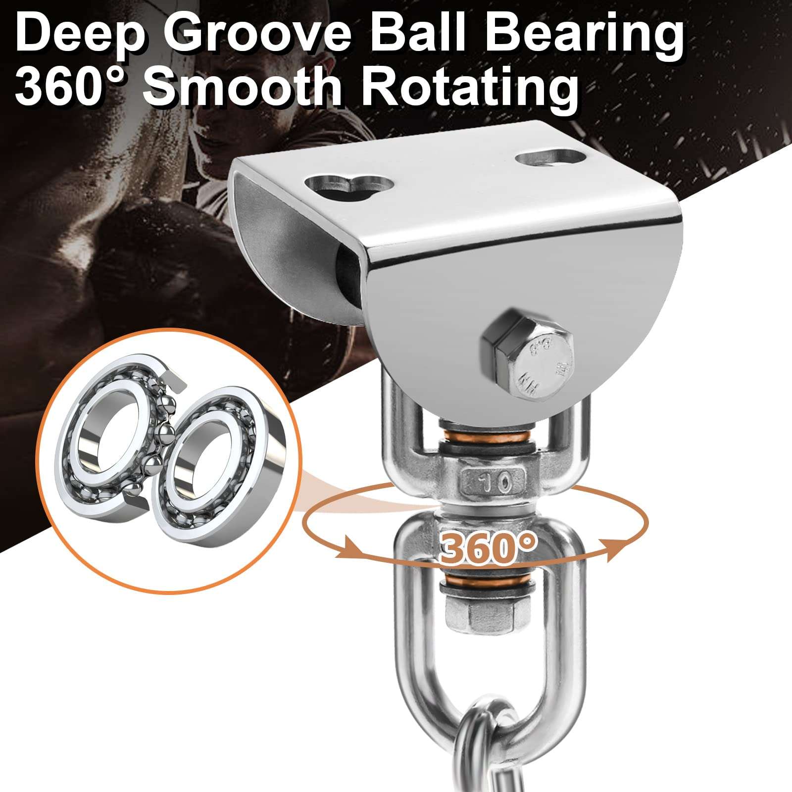 Eapele Heavy Bag Mount Hangers for Wood Beam, Built-in 360° Rotate Bearings, 700lb Capacity, Come with Heavy Bag Chains 5