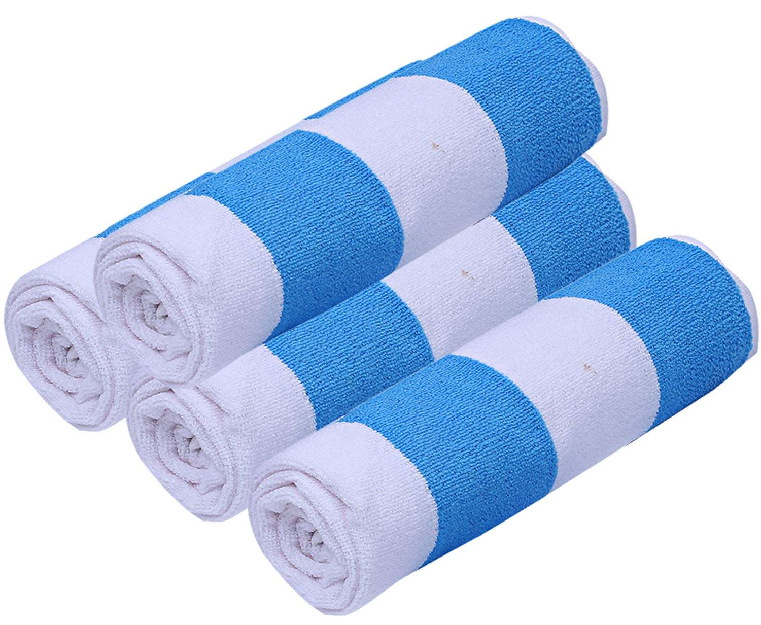 Heart Home Cotton 4 Pieces Bath Towel 27" x54” (Blue & White) CTHH1639