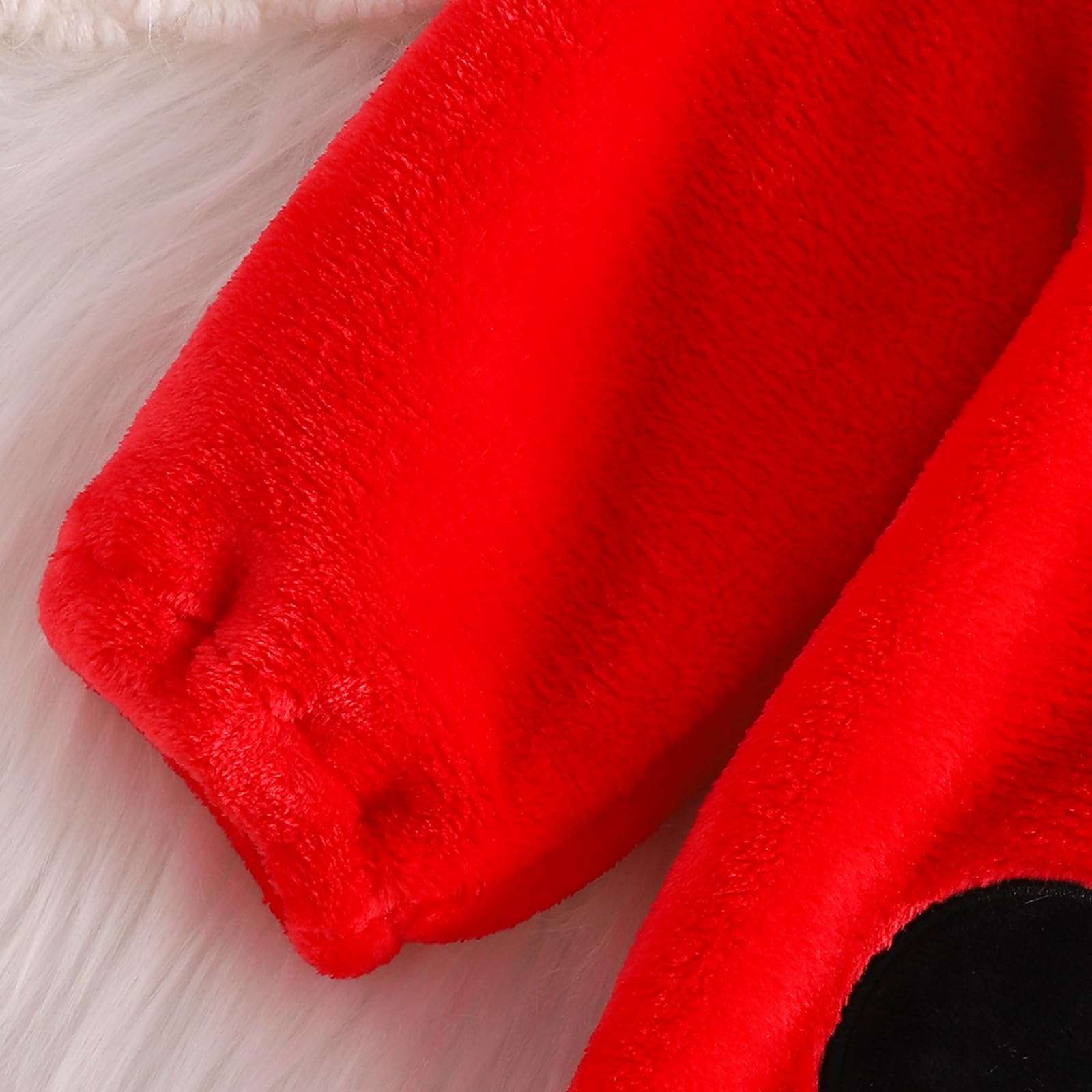 Licupiee Infant Boy Girl Halloween Animal Costume Newborn Baby Flannel Hooded Rompers Fall Winter Long Sleeve Fleece Bodysuit (Standard, 3-6 Months, Red Ladybug) 6