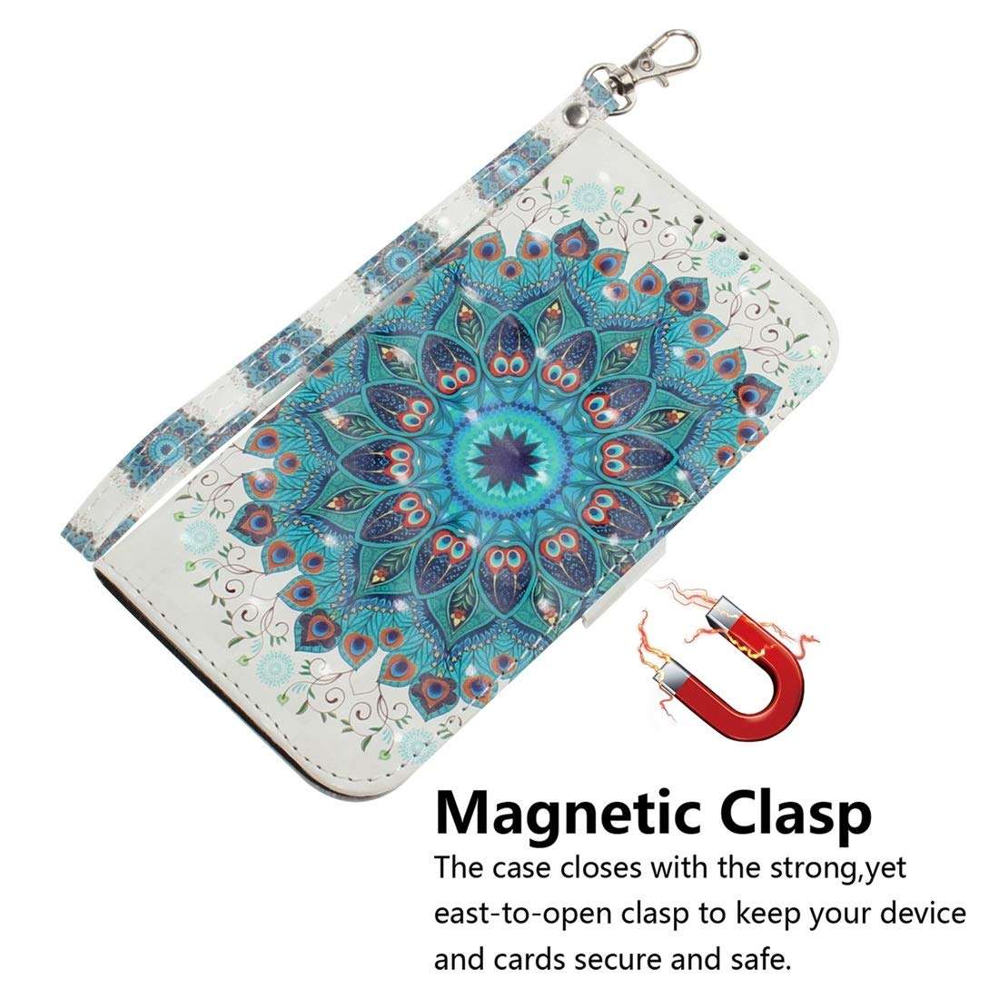 GUOSHU Mobile Phone Case Bag Peacock Wreath Pattern 3D Coloured Drawing Horizontal Flip Leather Case for Huawei P30 Pro, with Holder & Card Slots & Wallet Back Cover Case 6