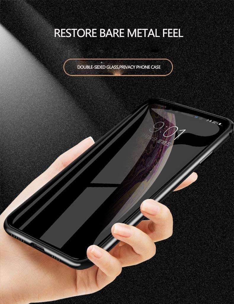 FHZXHY Privacy Glass iPhone XR Case All-Inclusive Clear Double Sided Tempered Glass Magnet Absorption Metal Bumper Frame Protective Case for iPhone XR red 4