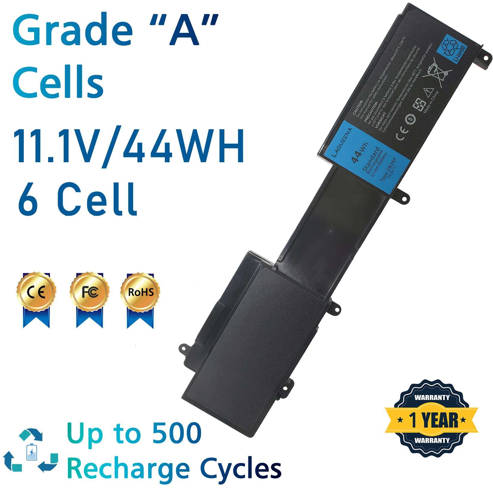 LAQUEENA 2NJNF Laptop Battery Compatible with Dell Inspiron 14z-5423 15z-5523 Ultrabook Series 8JVDG TPMCF T41M0 11.1V 44WH/3700MAH 6-Cell 2