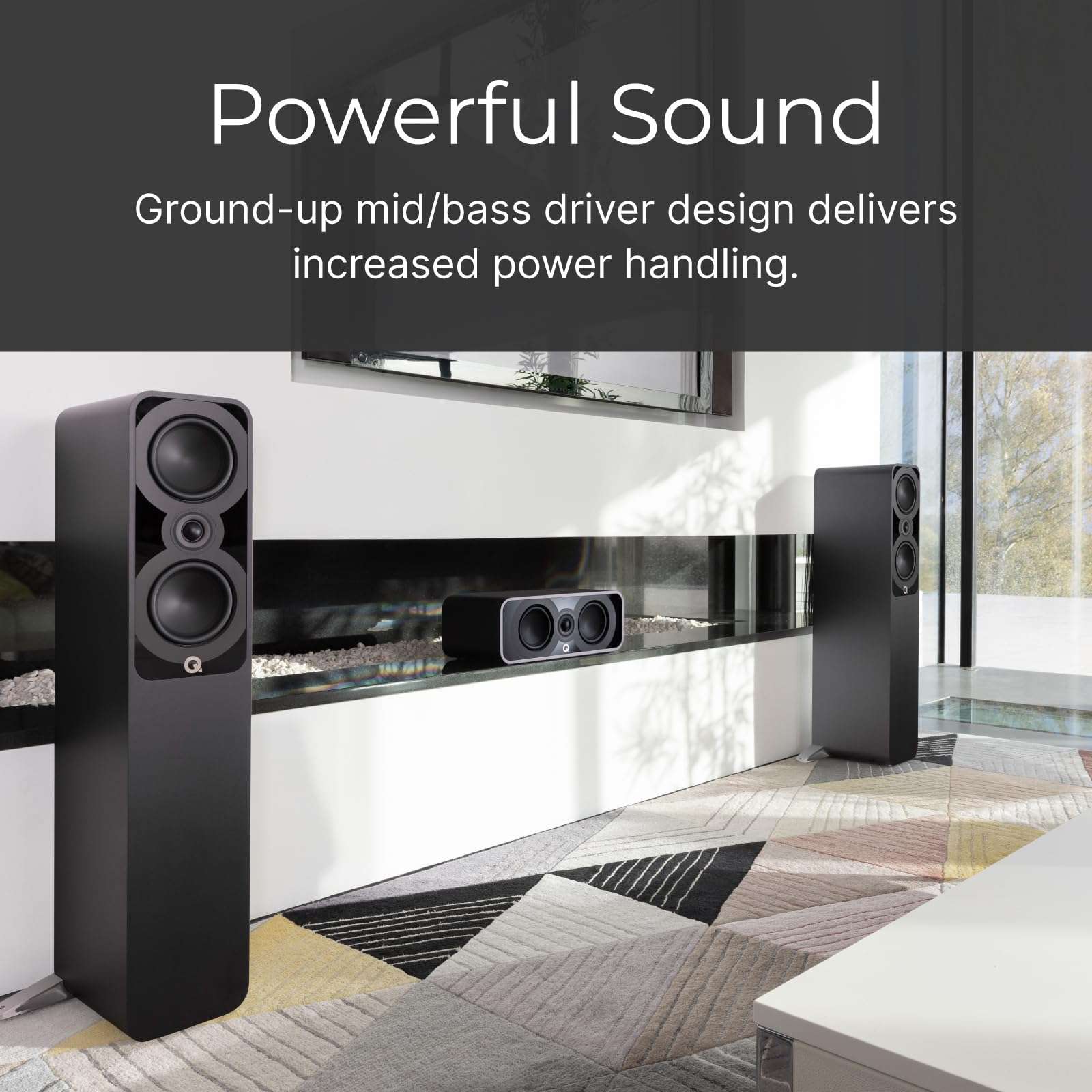 Q Acoustics 5040 Floorstanding Speakers Pair Santos Rosewood with Cable - 2X 5 Mid/Bass Drivers, 1" Tweeter - Stereo System for Home Entertainment Center, Surround Sound TV/Record Player 6