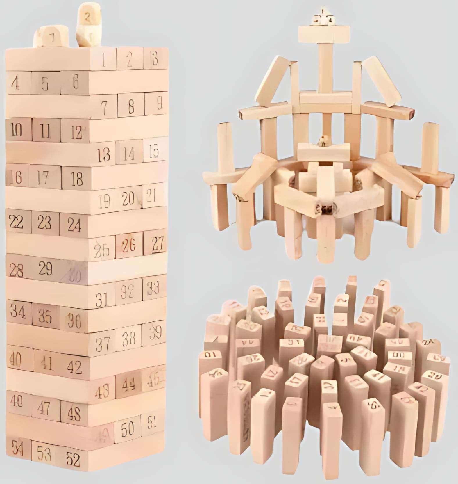 Mobclixs Timber Tower Tumbling Game for Kids | Classic Wooden Block Stacking Toy (Beige) - Fun & Educational 1
