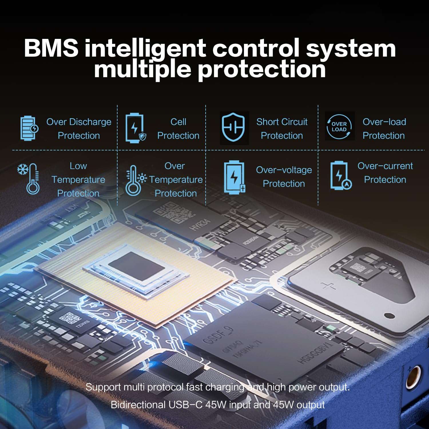 Beillen Mini V-Lock Battery with D Tap/USB C/USB A/BP, 4900mAh 72Wh 14.52V Maximum Load 100W/10A，V Lock Battery Supports 45W Fast Charging for Camera/Monitor/Camcorder/Video Light 6