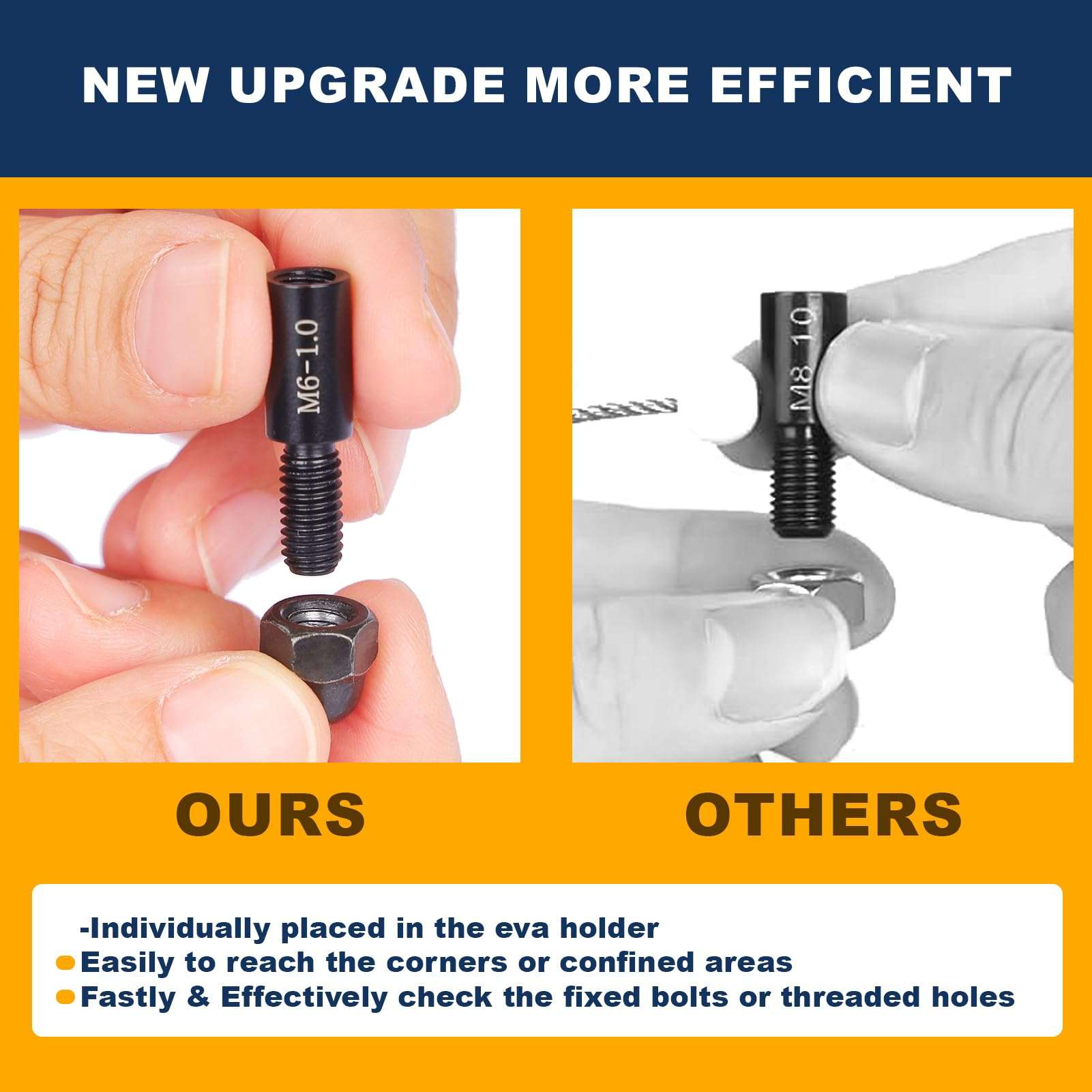 Upgraded Nut and Bolt Thread Checker, CRAFTFORCE 34 Pieces Thread Gauge Set (18 Inch & 16 Metric), Individually Placed in Portable Case for Quickly Checking Nuts and Bolts and Verifying The Size 4