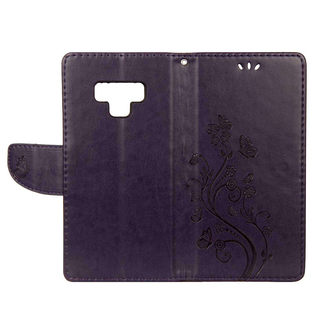 DINGXUEMEI XUEMEI CASE Multi-Functional Cell Phone Cases & Covers Embossed Butterfly Pattern Horizontal Flip Leather Case with Card Slot & Holder & Wallet & Lanyard for Galaxy Note9(Black) 5