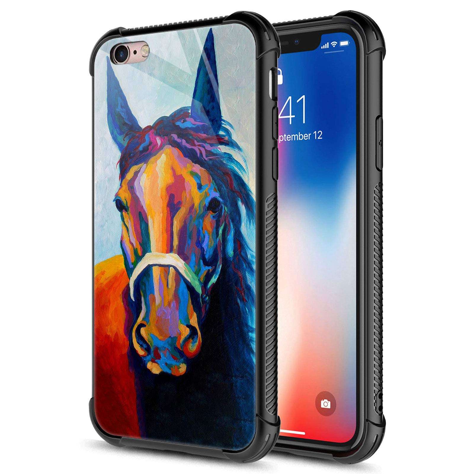 iPhone 6S Case,Colorful Horse iPhone 6 Cases for Girls Boys,Fashion Graphic Design Shockproof Anti-Scratch Drop Protection Case for Apple iPhone 6/6S 1