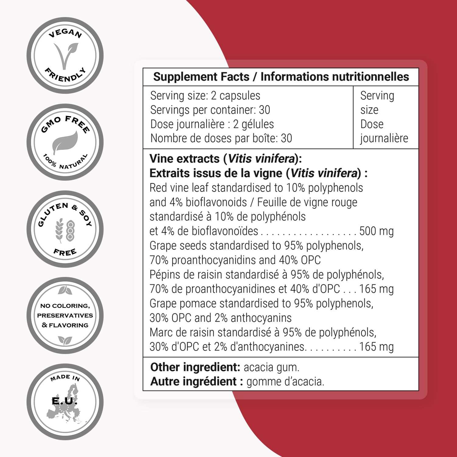 Supersmart - Triple Vino Circulation (High Potency) - 3-in-1 Formula - Red Vine Leaf Extract - with Grape Seed & Marc | Vegan & Gluten Free - 60 Veg Capsules 4