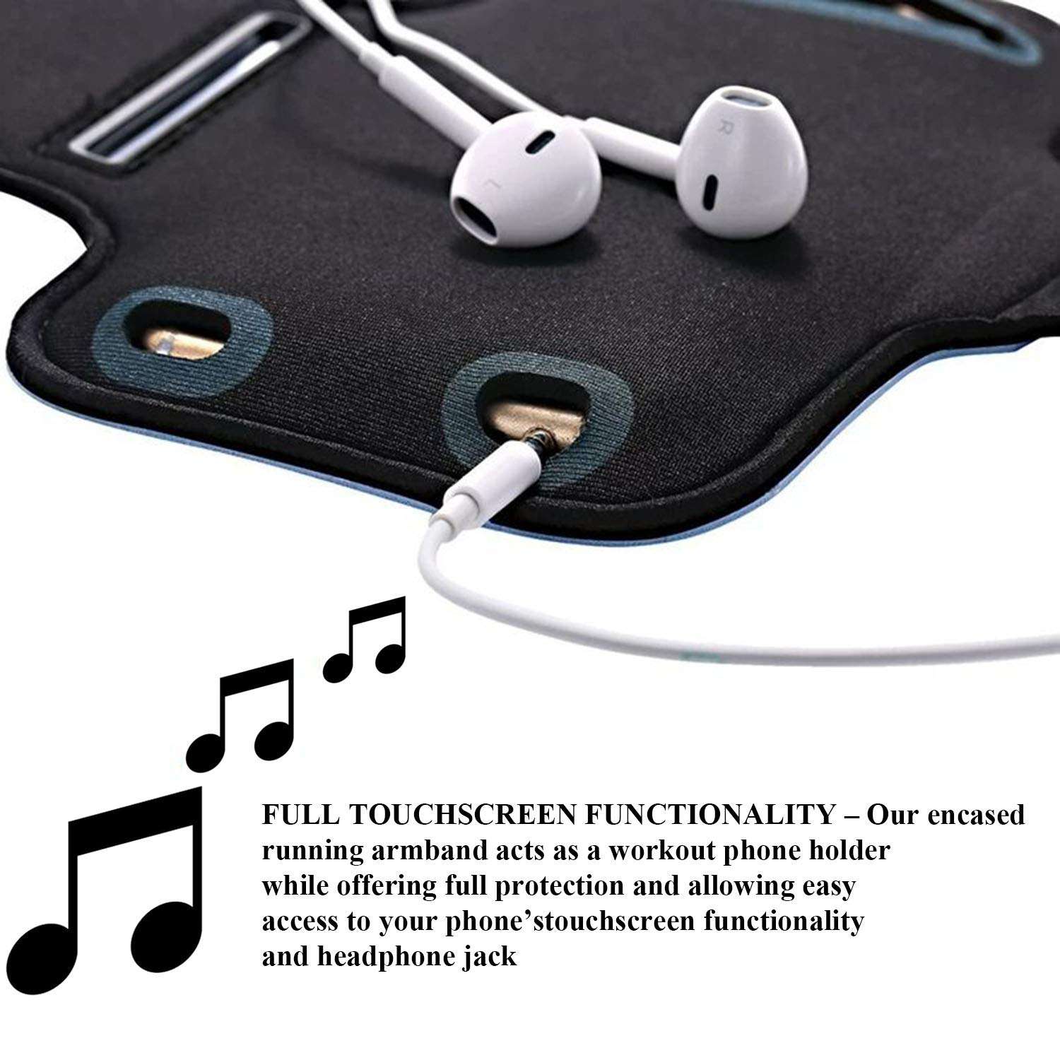 Waterproof Armband Cell Phone Armband Case for iPhone 11,Xs Max,Xr,8+, Samsung Galaxy S10+, S9+,A8+ and other models with Adjustable Elastic Band & Key Holder for Running Walking Hiking(Light Blue) 5