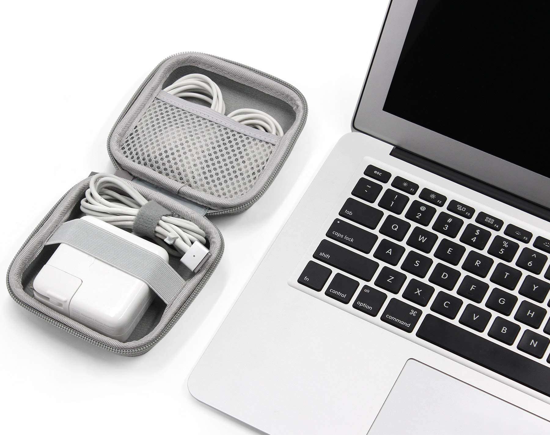 BOONA MacBook Power Adapter Exclusive Organizer Case, Hard Shell Portable Electronics Accessories Travel Storage Carrying Bag for Laptop, Gadgets, Cables, Cords, USB Drives, Earphones - Small, Grey 3
