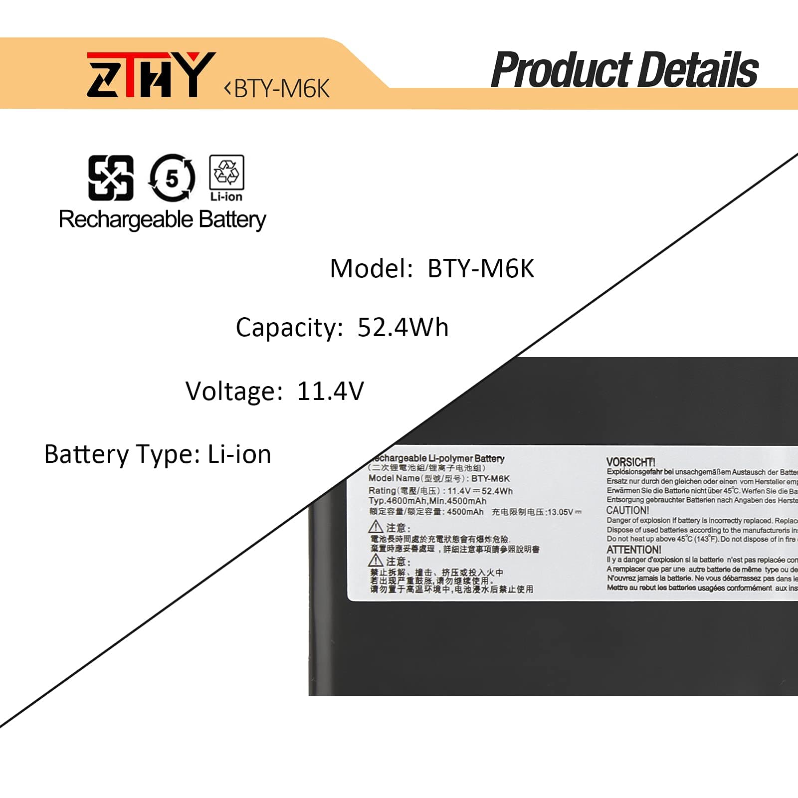 BTY-M6K Battery Replacement for MSI GS63VR GS73VR 7RG Stealth Pro GF63 Thin 8RB 8RC 8RD 9SC GF75 3RD 8SC 8RD 8RX GF65 9SE 10SD 9SD 10SE GS73 8RF WS63 8SK 8SL WP65 WF65 WF75 Bravo 15 17 A4DCR A4DDR 3