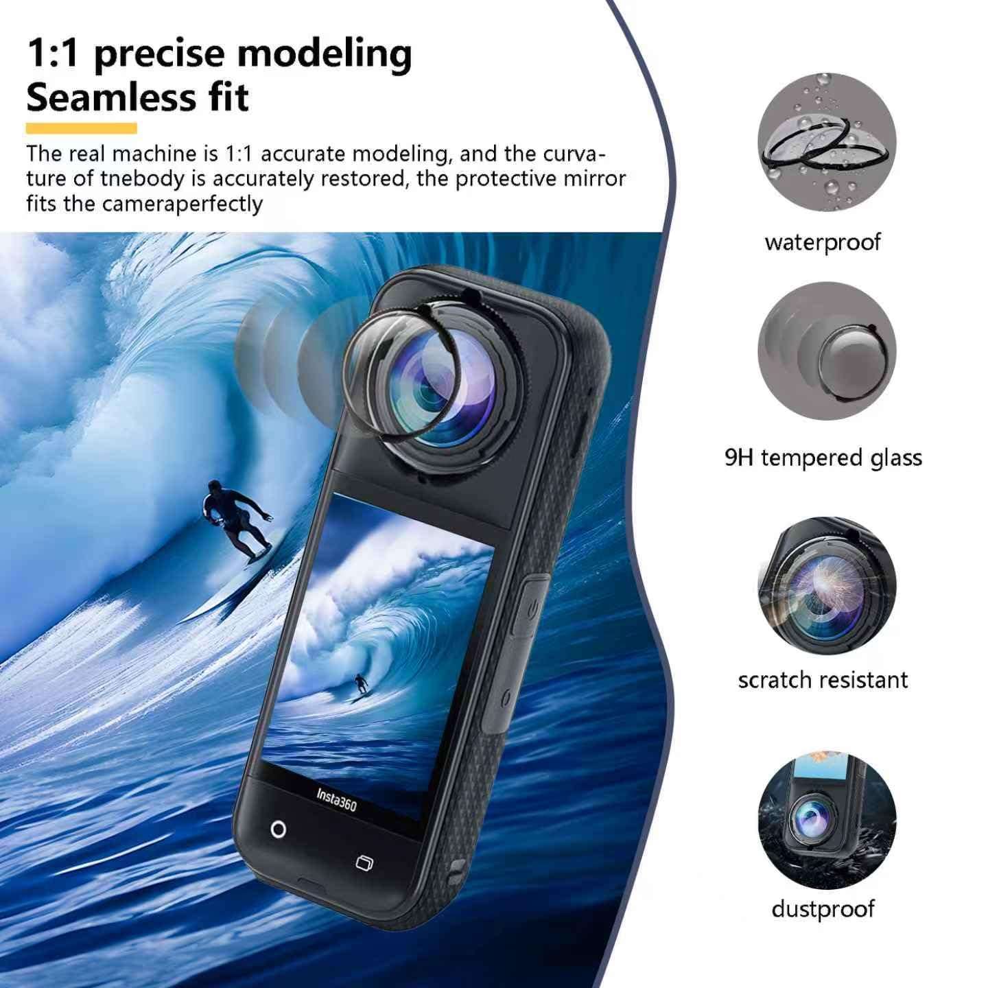 ZEQKULW X4 AIR Premium Lens Guards & 360x4 air Screen Protector for Insta360 X4 air accessories Outdoor Adventures,10H Optical Tempered Glass, 98% Transparency, Water & Dust Resistant x4 AIR insta 360 (X4 Air Lens Guards) 5