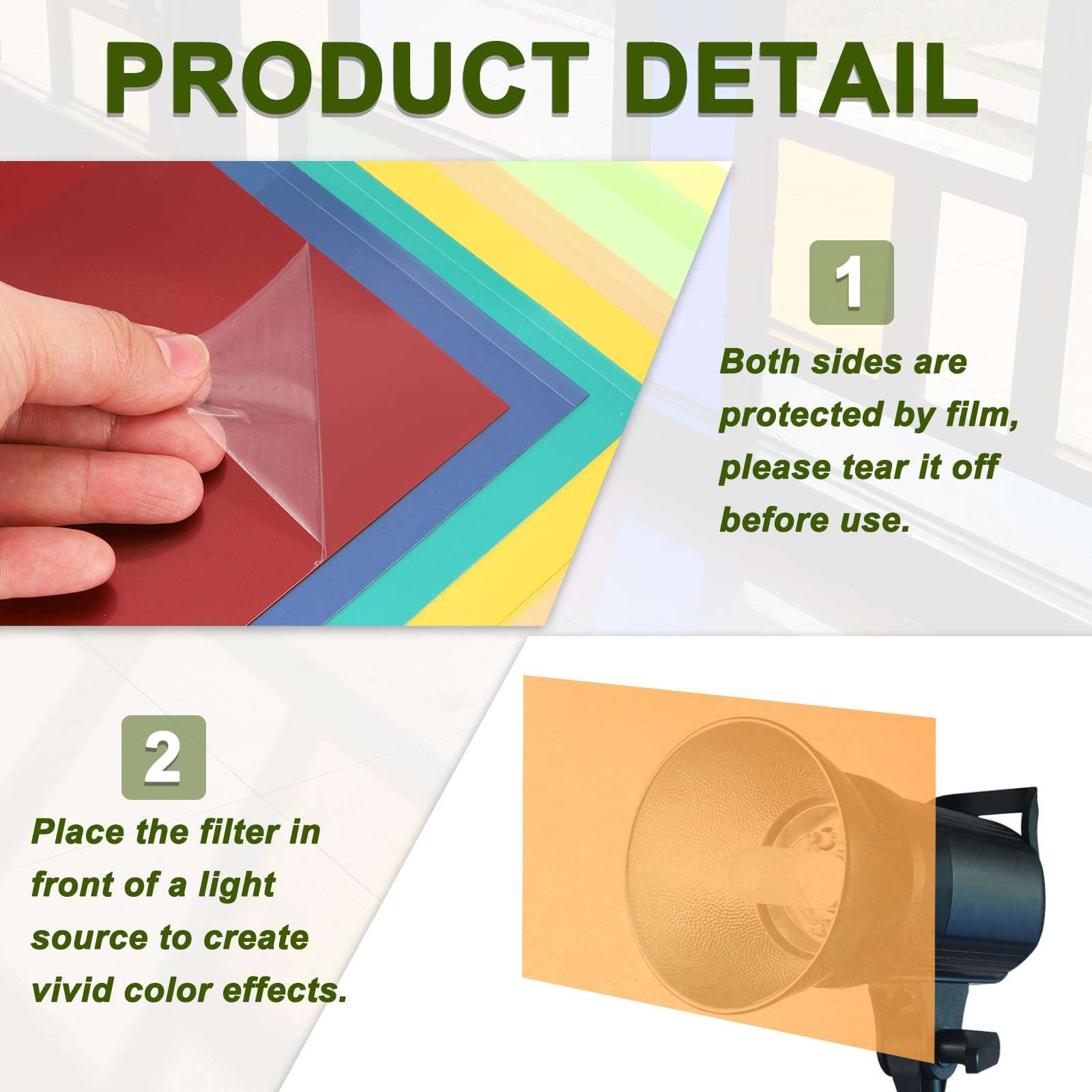 MECCANIXITY 5 Pcs Colored Plastic Sheets, A4 Transparent Amber Film Color Correction Gel Light Filter Waterproof 11.7 x 8.3" Sheet for DIY Crafts,LED Lighting,Photo (Orange) 4