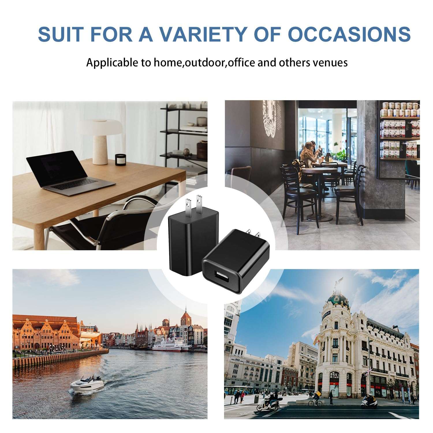 2Pack USB Wall Charging Power Adapter 5V 2A Charger USB Plug for Roku, Samsung, iPhone, iPad, LG, HTC, Tablet, Baby Bottle Warmer, Kindle Block Charger Adapter 5