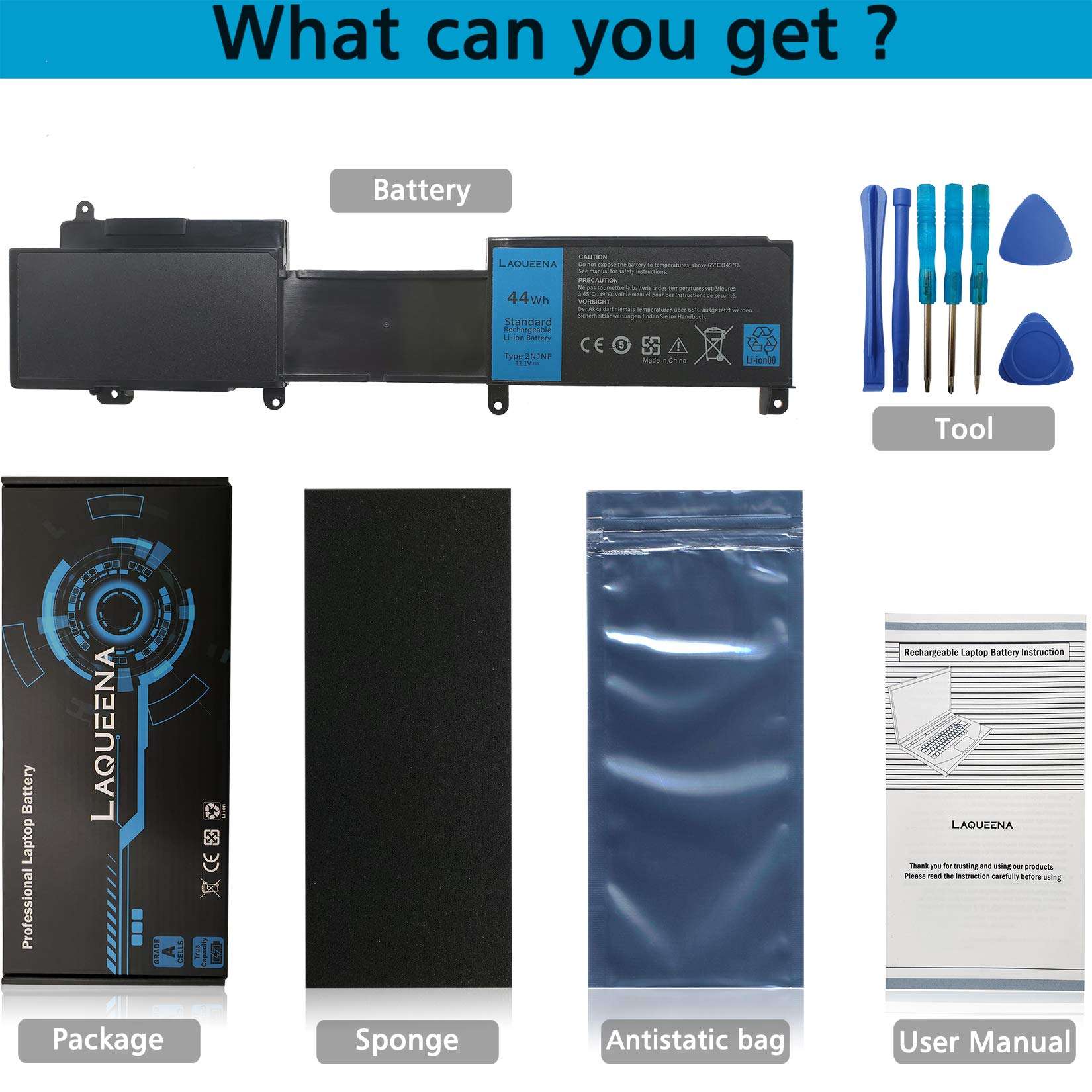 LAQUEENA 2NJNF Laptop Battery Compatible with Dell Inspiron 14z-5423 15z-5523 Ultrabook Series 8JVDG TPMCF T41M0 11.1V 44WH/3700MAH 6-Cell 4