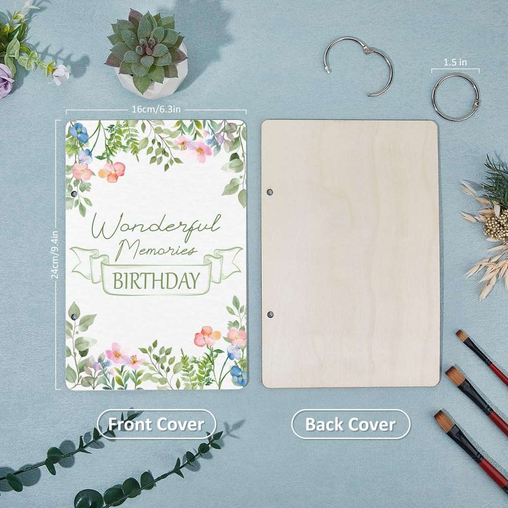 SUPERDANT Wonderful Memories Birthday Greeting Card Organizer Flowers and Plants Wedding Journal Birthday Cards Keeper Leaves Planner Card Holder Wooden Keeper Binder Photo Album Keepsake Gifts 4