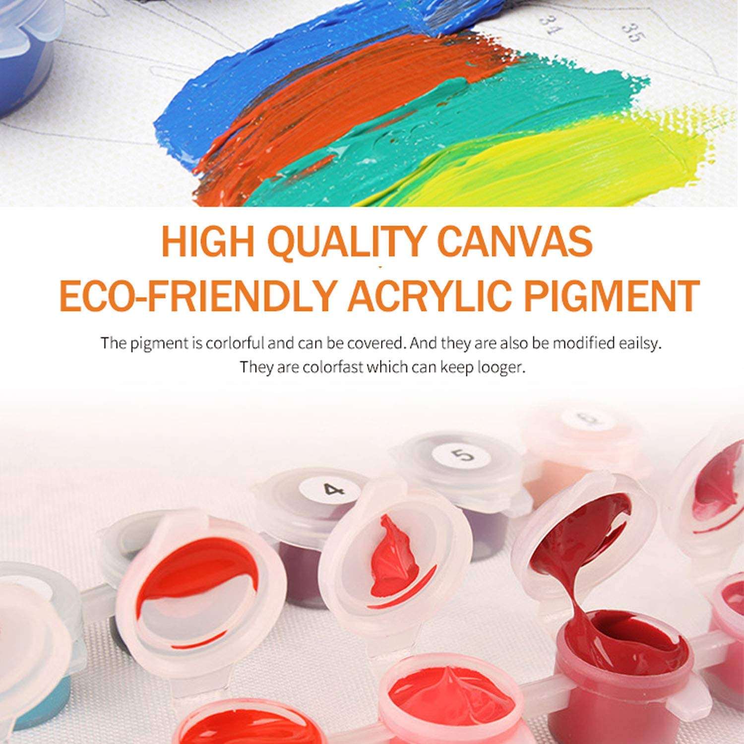 iKustar Paint by Numbers DIY Acrylic Painting Kits for Kids & Adults Beginner–16" W x 20" L Village hut Pattern(20"x16" Frameless) 5