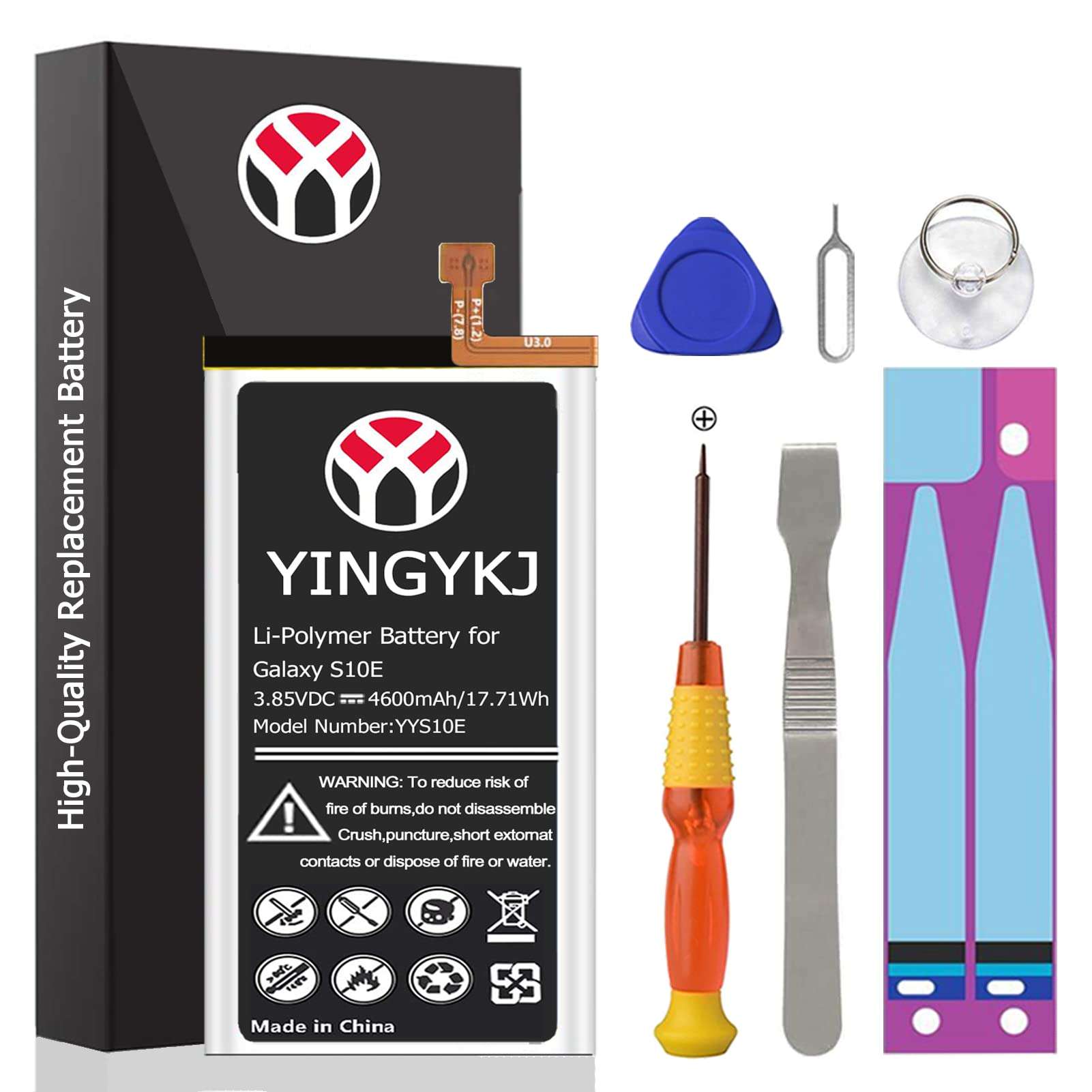 Galaxy S10e Battery, Upgraded 4600mAh High Capacity 0 Cycle Battery EB-BG970ABU Replacement for Samsung Galaxy S10e SM-G970 G970F/DS G970U G970W with Complete Tool Kits 1