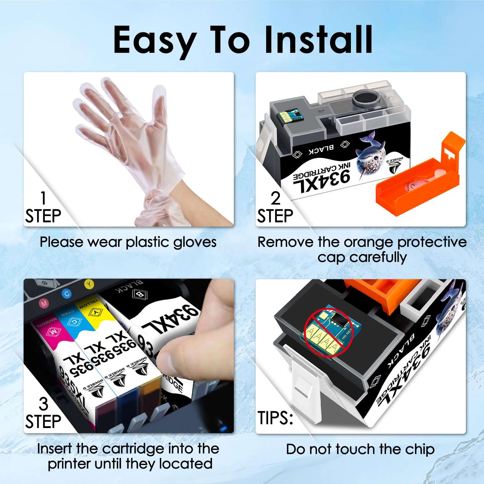 DOUBLE D 934 and 935 Ink Cartridges Compatible Replacement for HP 934XL 935XL for HP Officejet Pro 6830 6230 6815 6835 6812 6820 6220 6810 Printers (2 BK,1 C,1 M,1 Y, 5Pack) 6