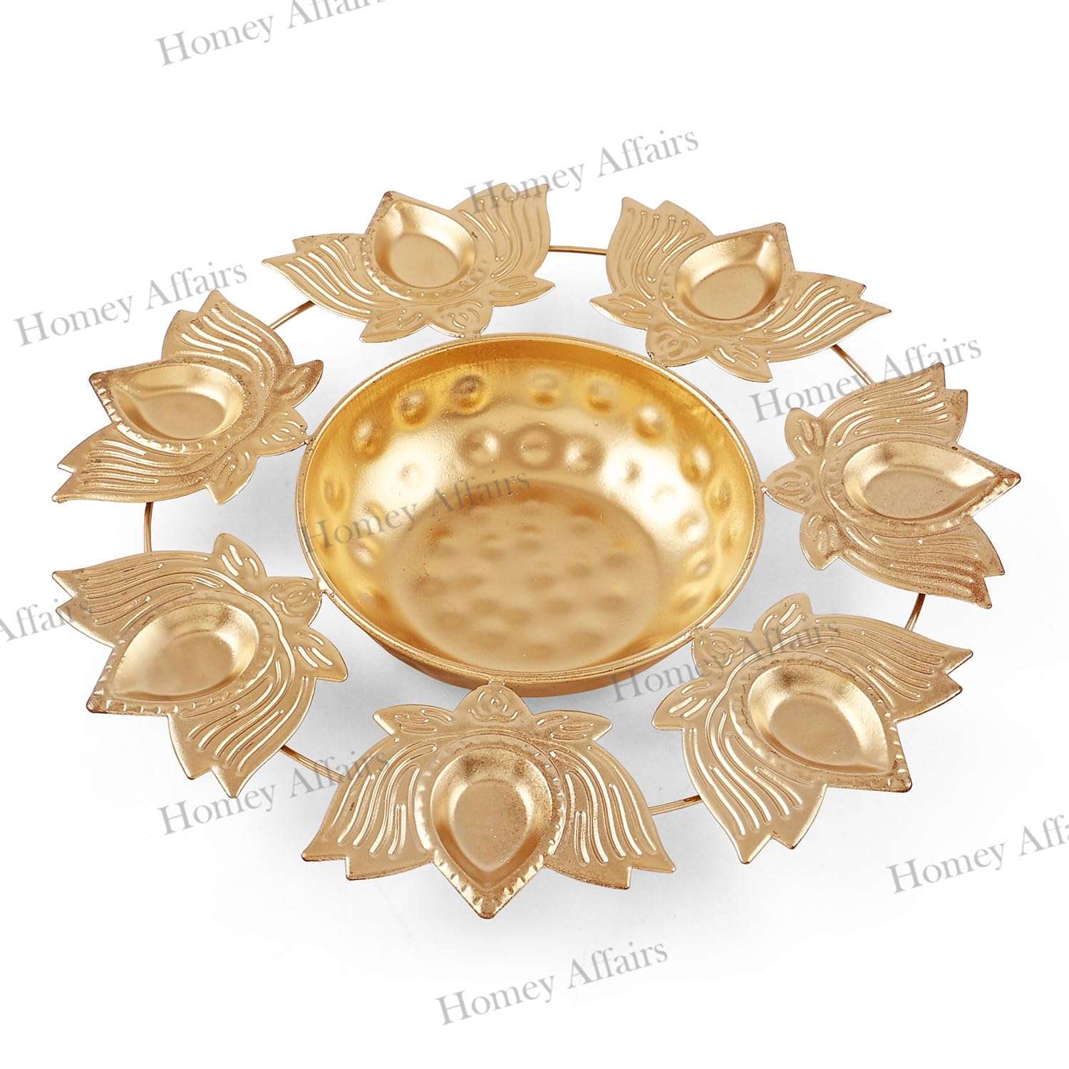 Homey Affairs Diwali Decoration Items for Home Decor | Diya Shape Flower Decorative Urli Bowl for Pooja Room | Floating Flowers Bowls and Tea Light Candles (Lotus Shaped Diyas) 4