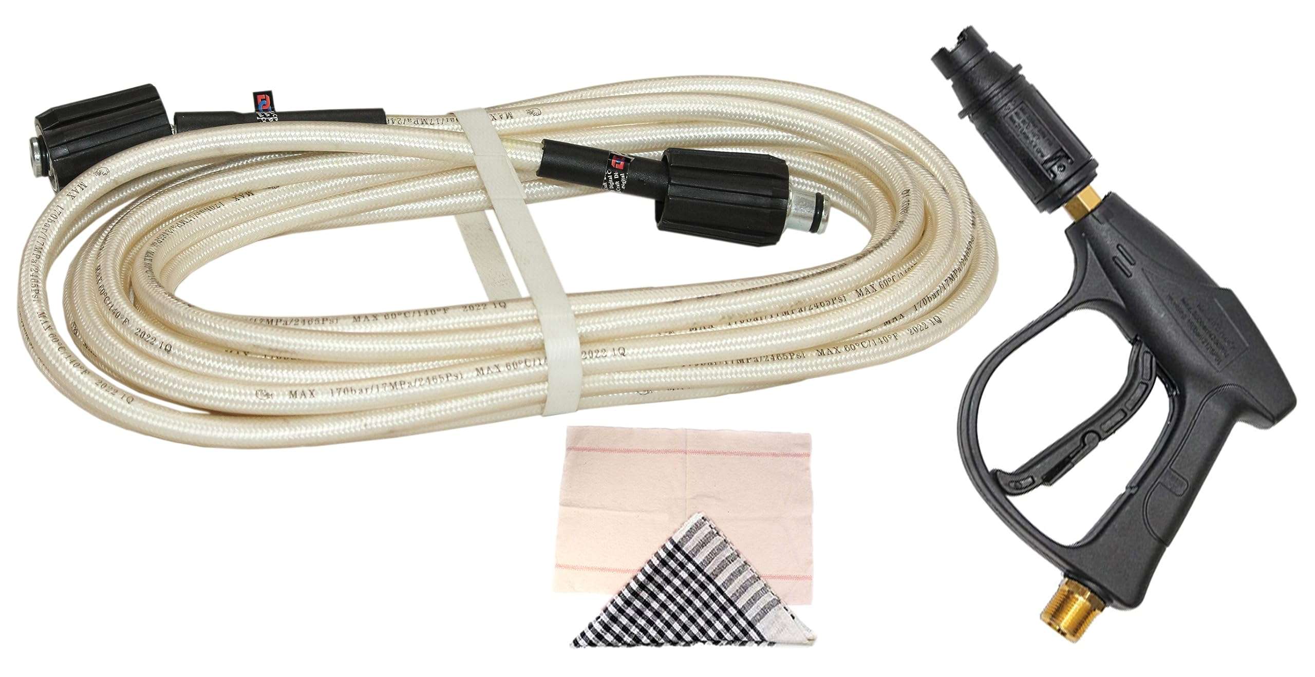 Digital Craft Pressure Washer Hose Pipe 170Bar 2465PSI, M22*1.5 * 14mm High Pressure Washer Hose Spray Water Pressure Washer Pipe 8MTR,Dusting Cloth & Floor Mop,Pressure Washer Gun 1