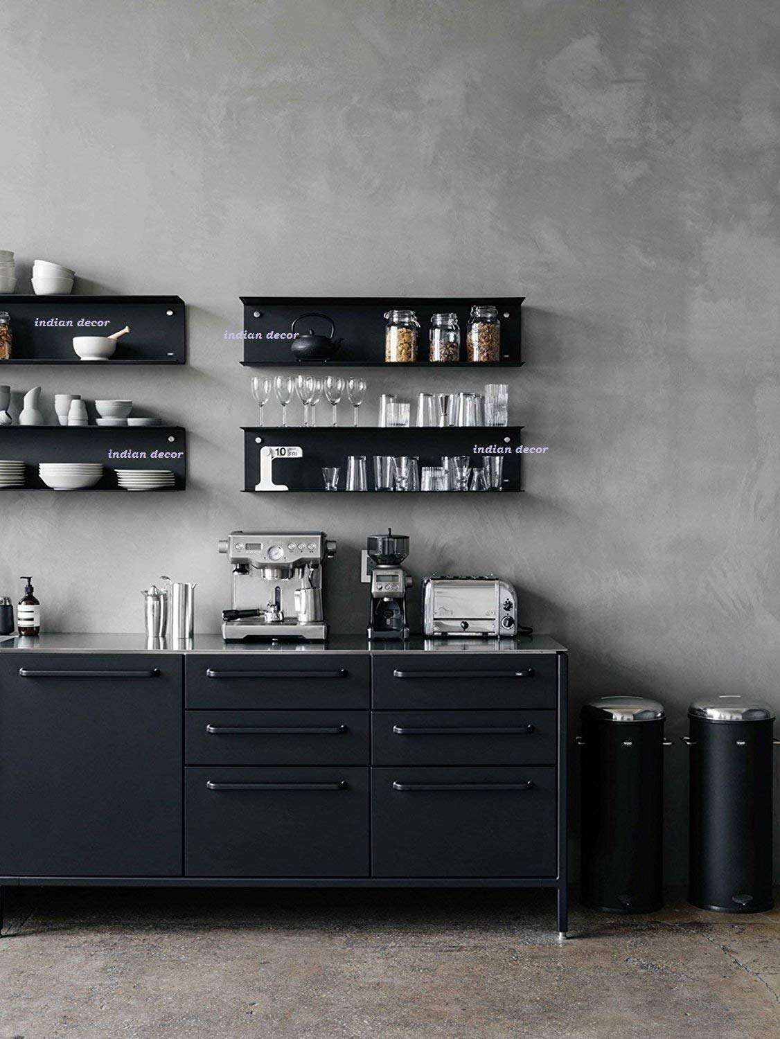 INDIAN DECOR. 4005 Metal Style Mild Steel Wall Shelf (LxBxH 18x5x5-inch, Black) 4