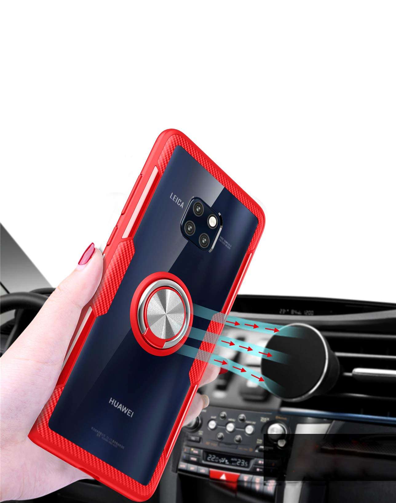 Huawei Mate 20 Pro Case,360° Rotating Ring Kickstand Protective Case,TPU+PC Shock Absorption Double Protection Cover Compatible with [Magnetic Car Mount] for Huawei Mate 20 Pro Case (Blue/black) 2