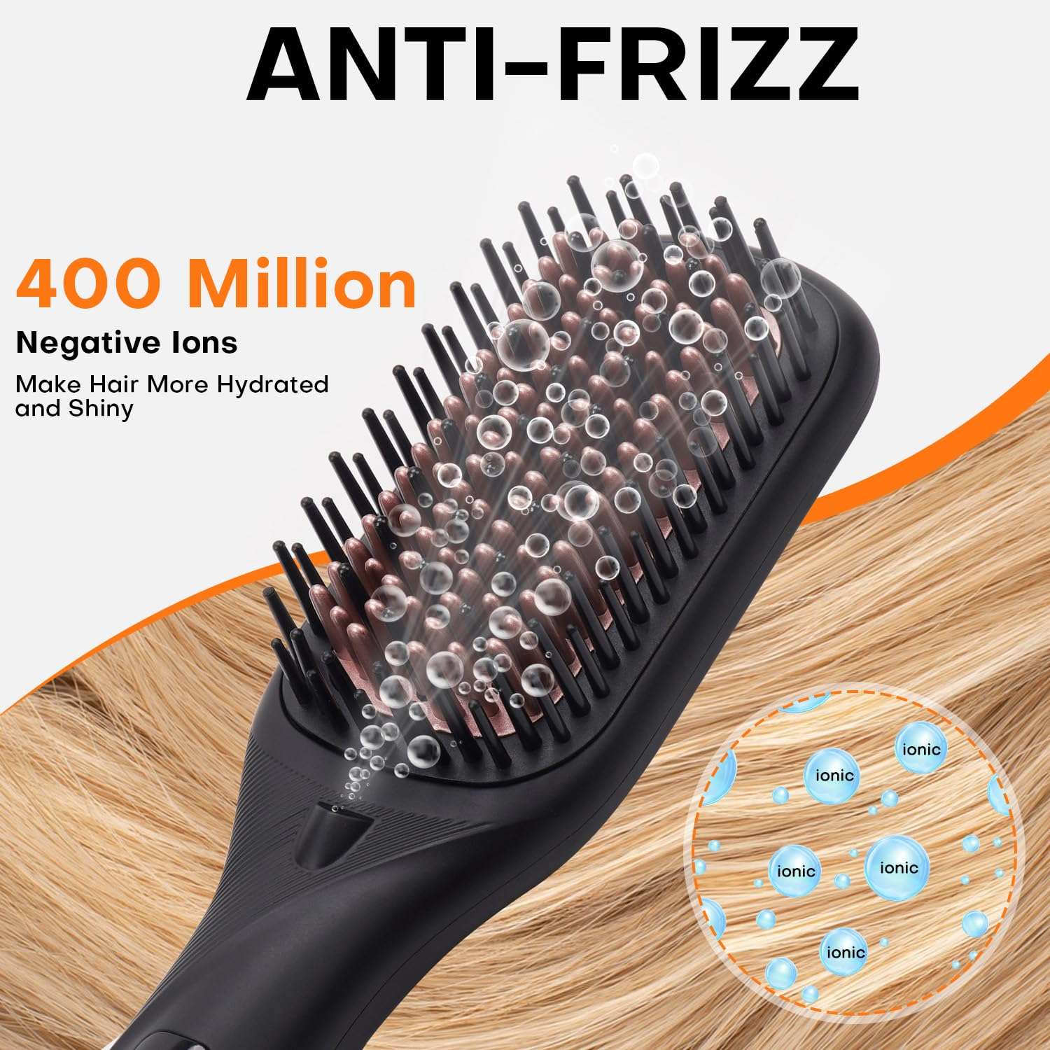 Hair Straightener Brush- Hair straighteners for Women, Ceramic Ionic Straightener Comb with Less Frizz | 20s Fast Heating | 2 in 1 Flat Iron Brush Dual Voltage Travel, Black 4