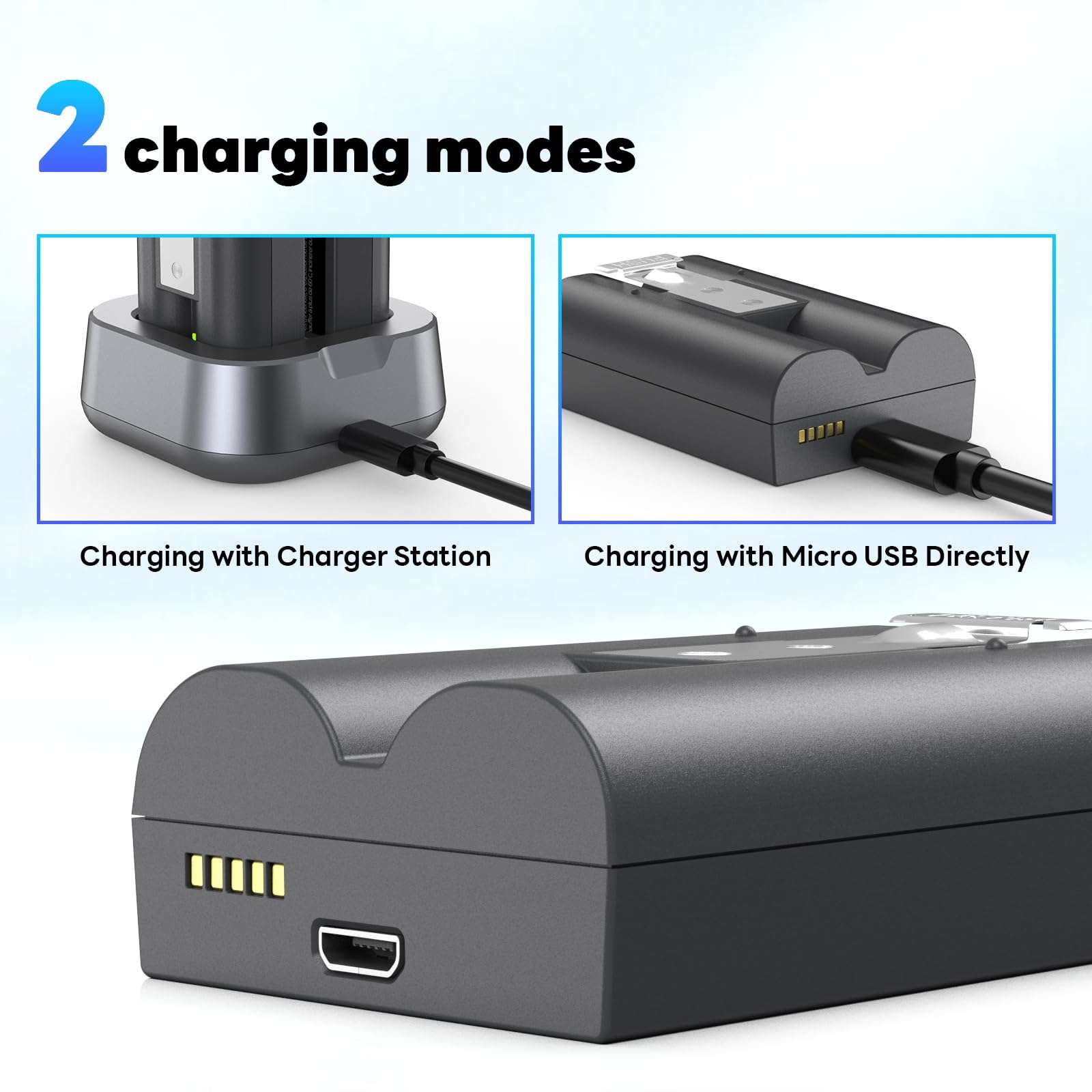 OHZHAO 4 Pack 7200mAh Replacement Battery with Charger Station, High Capacity Camera Battery Compatible with Doorbell 2/3/4/3plus, Stick Up Cam/Peephole Cam for Indoor/Indoor 6