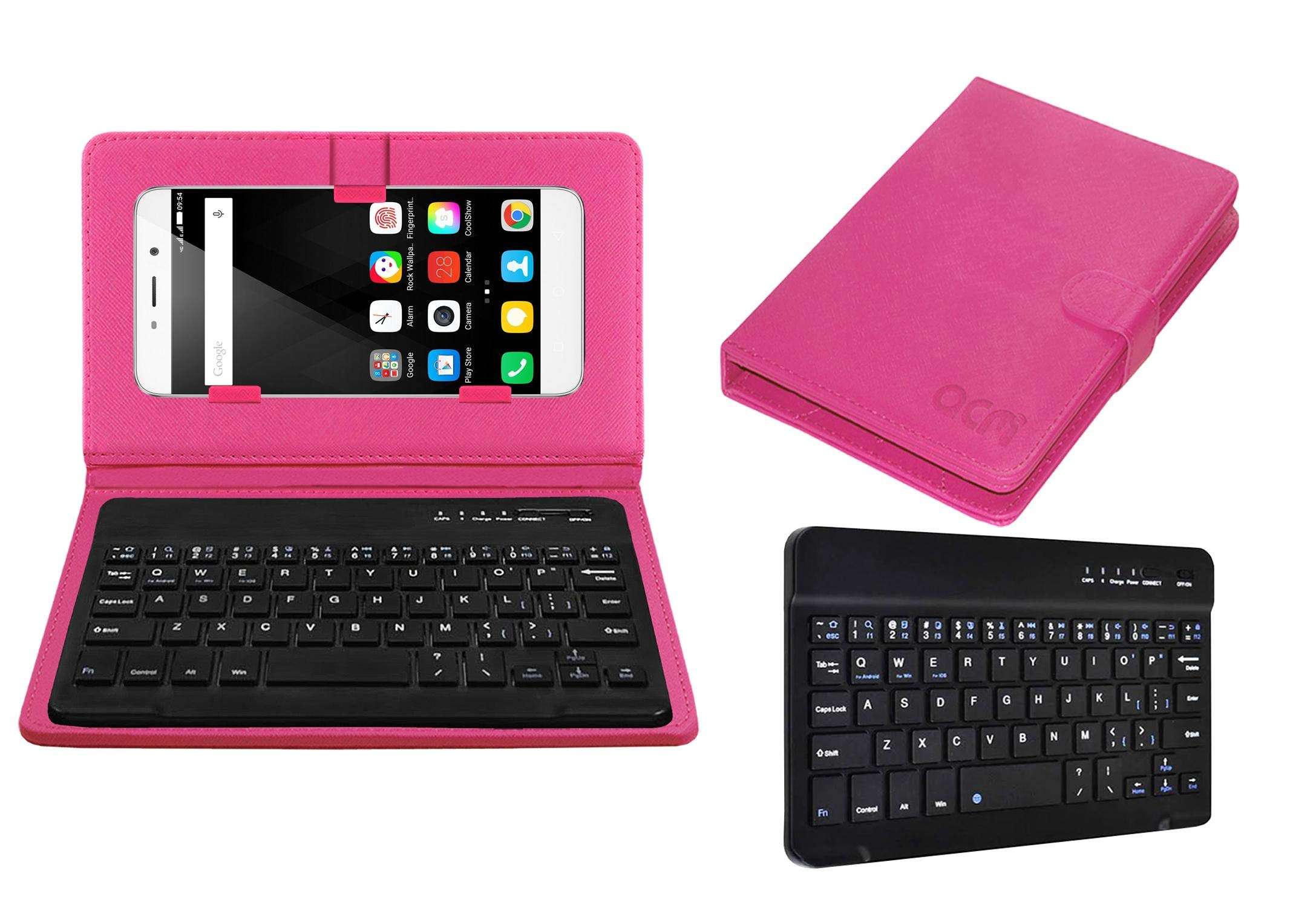 Acm Wireless Bluetooth Keyboard Case Compatible with Coolpad Note 3 Mobile Flip Cover Stand Study Gaming Pink